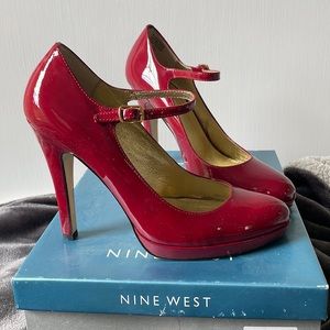 Nine West Red Patent High-Heeled Party Shoes! 8.5 M Pre-Loved